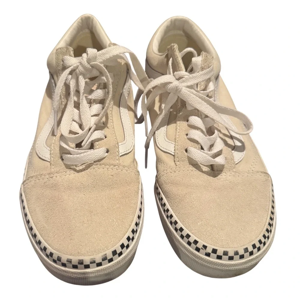 Vans Old Skool Checkerboard Foxing‎ Sneakers Cream Women's 7.5